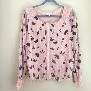 Pretty Pale pink/ecru Puffy Sleeve Blouse